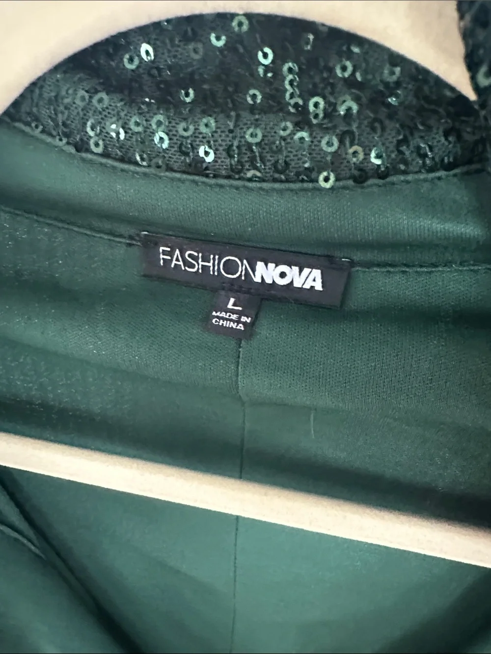 Fashion Nova Emerald Green Sequin Wrap jumpsuit